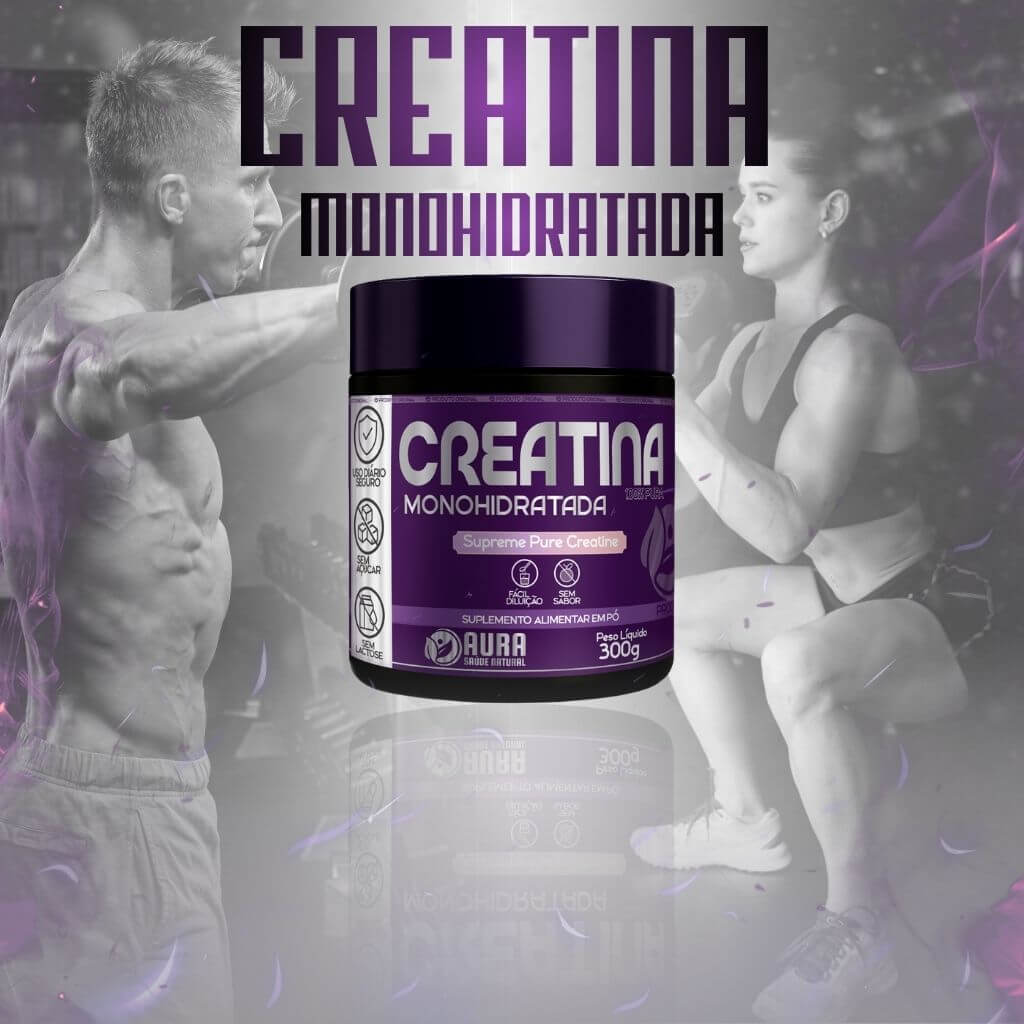 Creatina monohidratada 300 gramas - Aura - Imagem 4