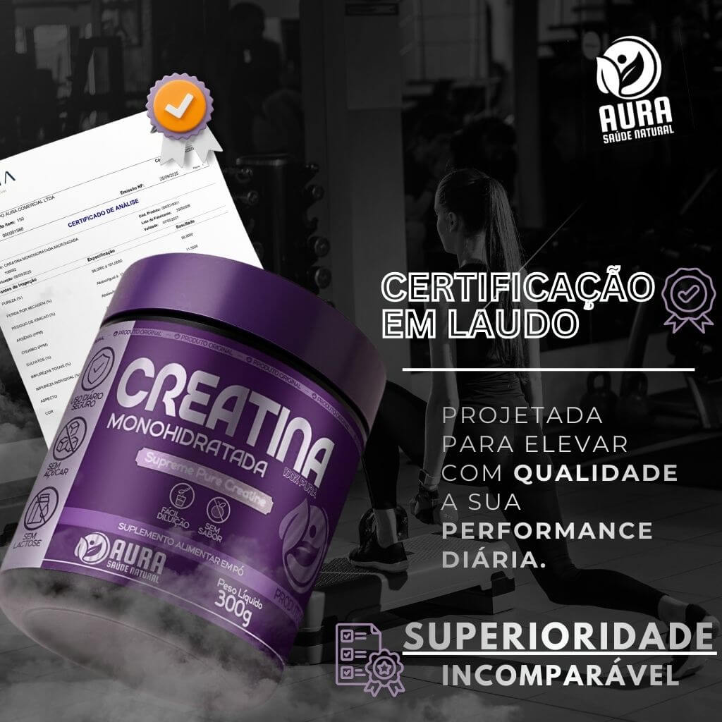 Creatina monohidratada 300 gramas - Aura - Imagem 3